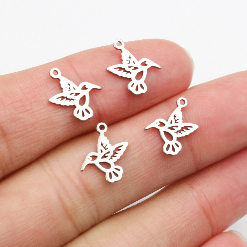 30 unidades de abalorios de aves de 12x11mm sin Fade 316 de acero inoxidable colgante de artesanía accesorios de fabricación de joyas DIY para collar de pulsera