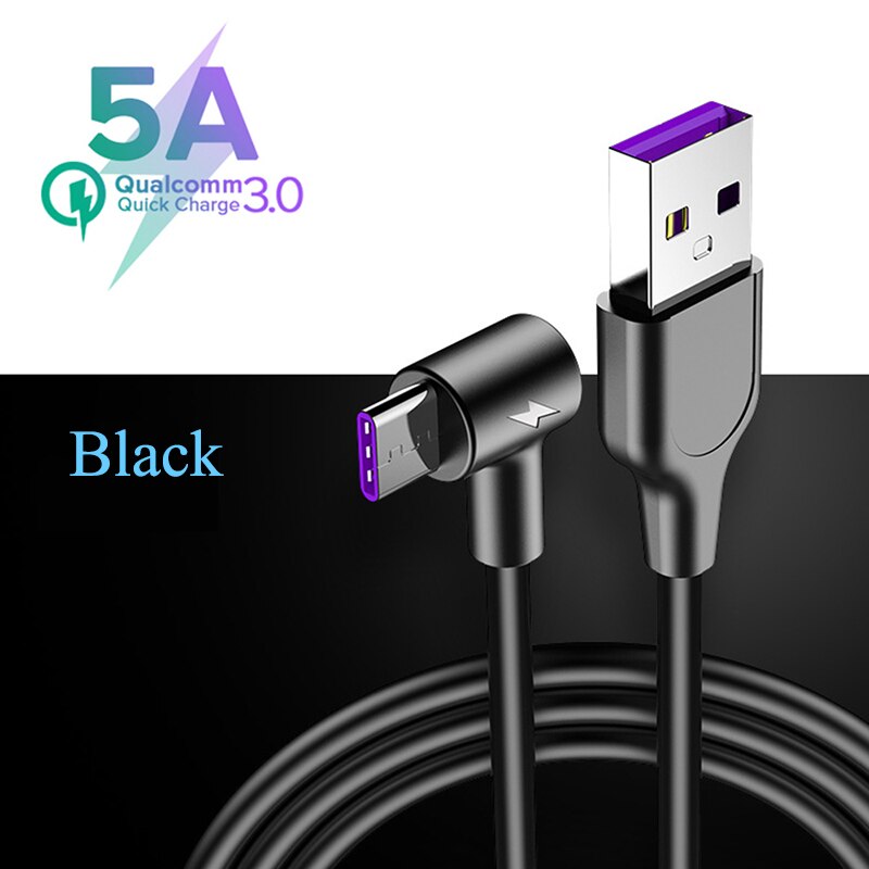 5A Tipo C Cabo USB Para Huawei Companheiro P30 Pro P20 20 Carregamento Rápido-Tipo C C USB Cabo Para Samsung Xiaomi Super Carregador S10 Kable: 2M Type C Cable / 5A Type C Black