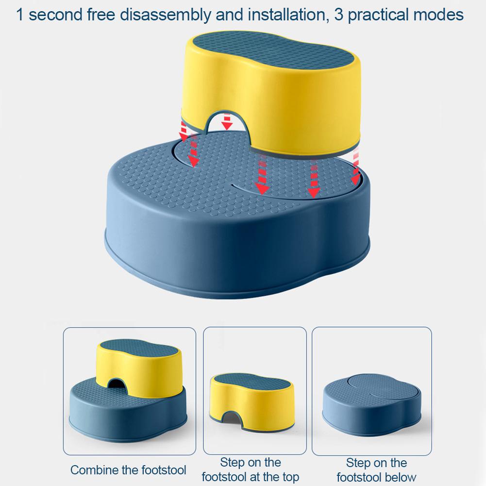 Kids 2 Step Stool Stackable Toddler Double Anti-slip Protection Safety Step Stools For Toilet Potty Training Bathroom Kitchen