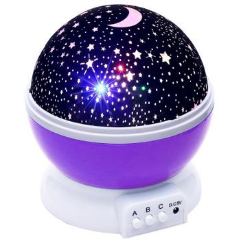 Stjerner stjernehimmel førte natlys projektor måne nyhed bord natlampe batteri usb natlys til børn: Lilla