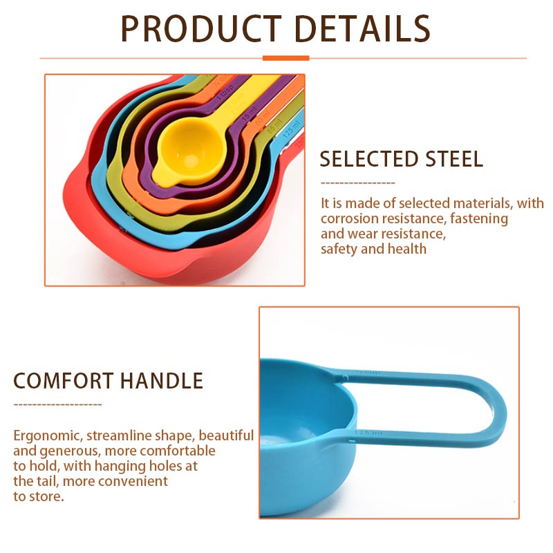 6 piece set spoon cup plastic measuring spoon for Cooking Measuring Spoon Measuring Cup