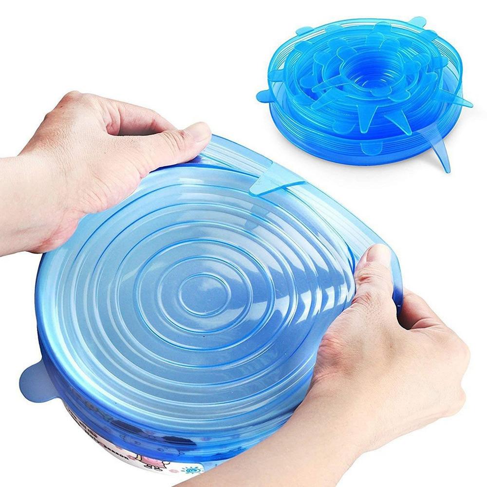 Kitchen Silicone Stretch Lids Silicone Durable Food Saver Covers Stretchable Silicone Food Saver Mixing Bowls Covers 6 Pieces