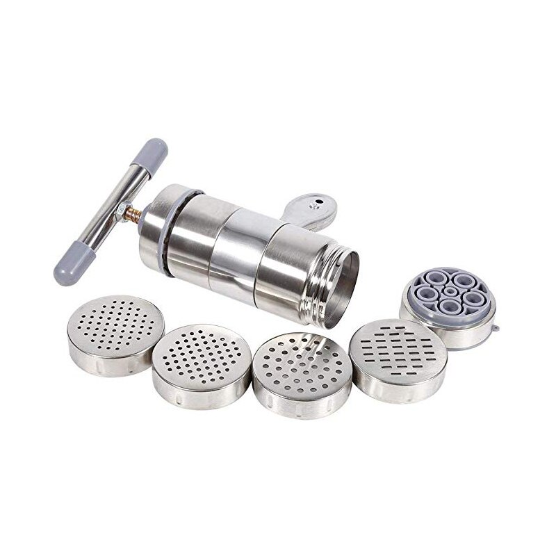 Manual Noodle Maker Press Pasta Machine Crank Cutter With 5 Pressing Moulds Making Spaghetti Stainless Steel Kitchenware