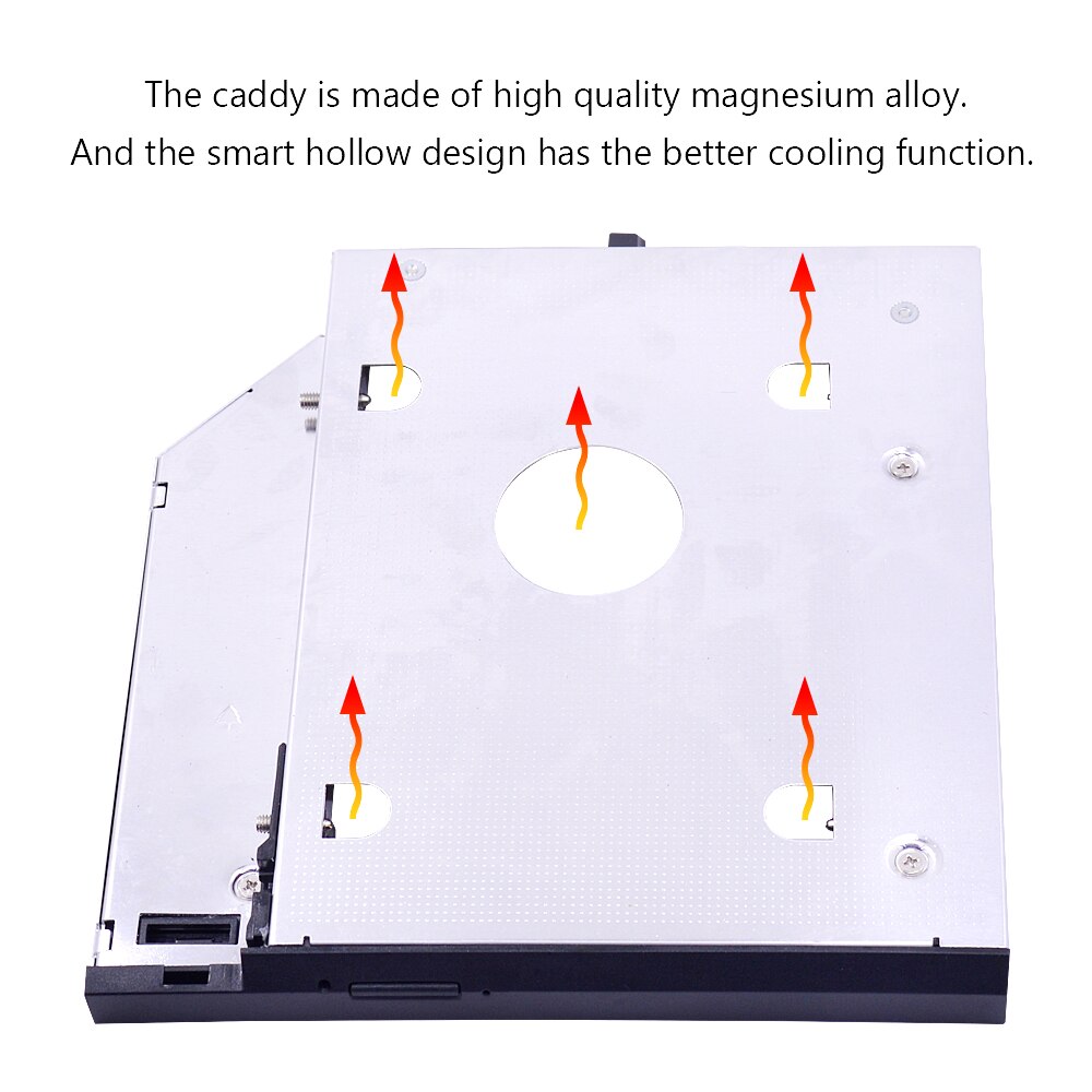 CHIPAL-carcasa de aluminio SATA III 2nd HDD Caddy de 12,7mm para SSD de 2,5 pulgadas, carcasa de HDD para Lenovo ThinkPad T420, T430, T510, T520, T530
