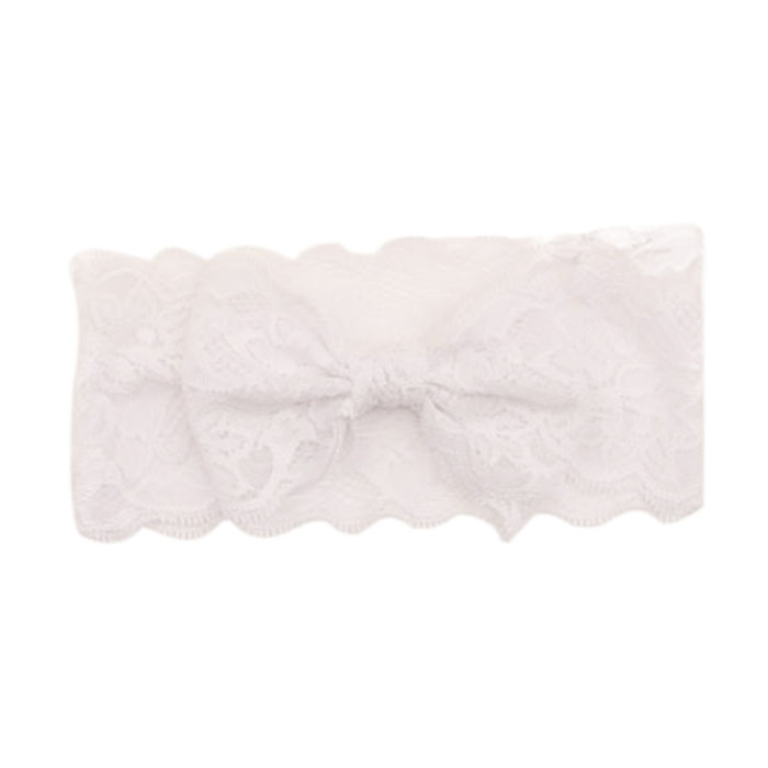 neue Mädchen Spitze Großen Bogen Haar Band Baby Kopf Wrap Band Zubehör Baby Lacos Elastische: white