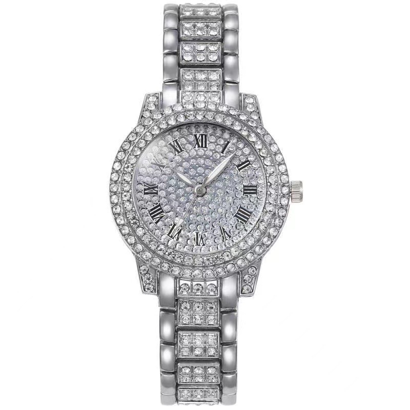 Casual All-Star Women's Quartz Watch Shiny Fine Zircon Mechanical Lady Wristwatches Folding Watches Buckle Watch: Coffee