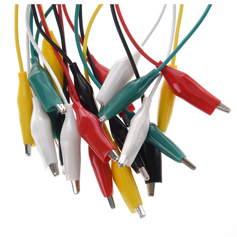 20 Pcs 5-Color Double Ended Alligator Clips Test Lead Jumper Wire 48Cm 1.6 Ft