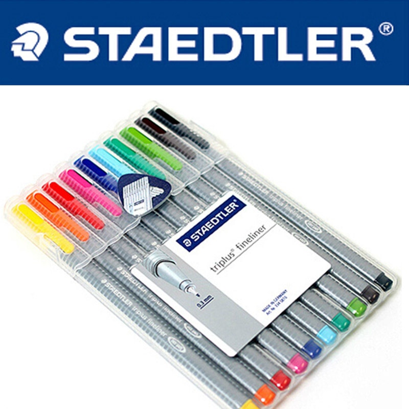 Staedtler 334SB Triplus Fineliner 0.3 mm 10 Colors Set Drawing Pen Graphics Writing Supplies