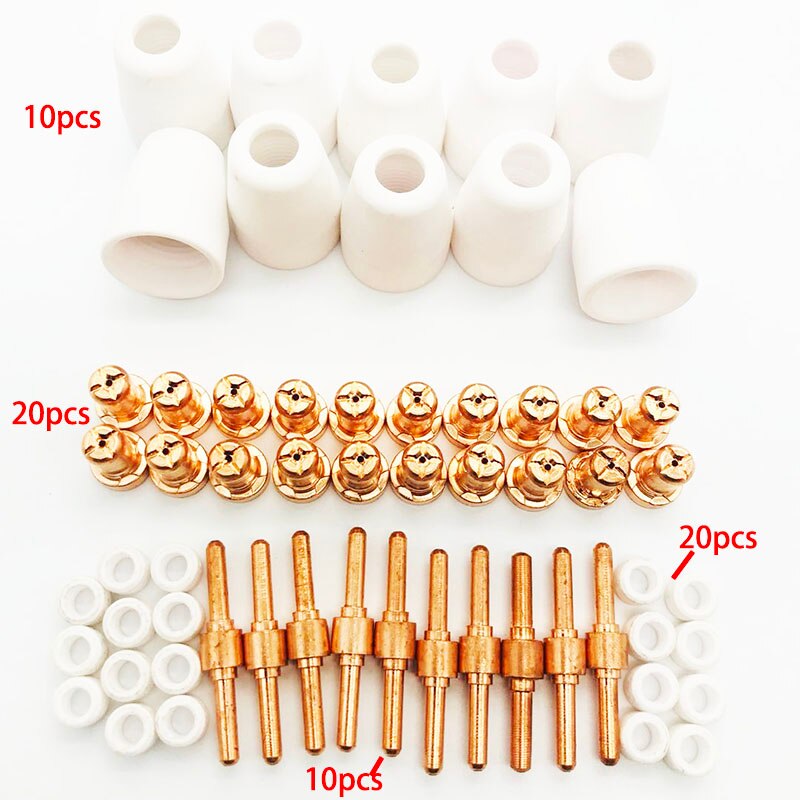Keramische metaallucht plasma snijmachine verbruiksartikelen verlengde punt spuitmonden elektrode voor  pt31 lg40 snijbranders -50d 60 /set