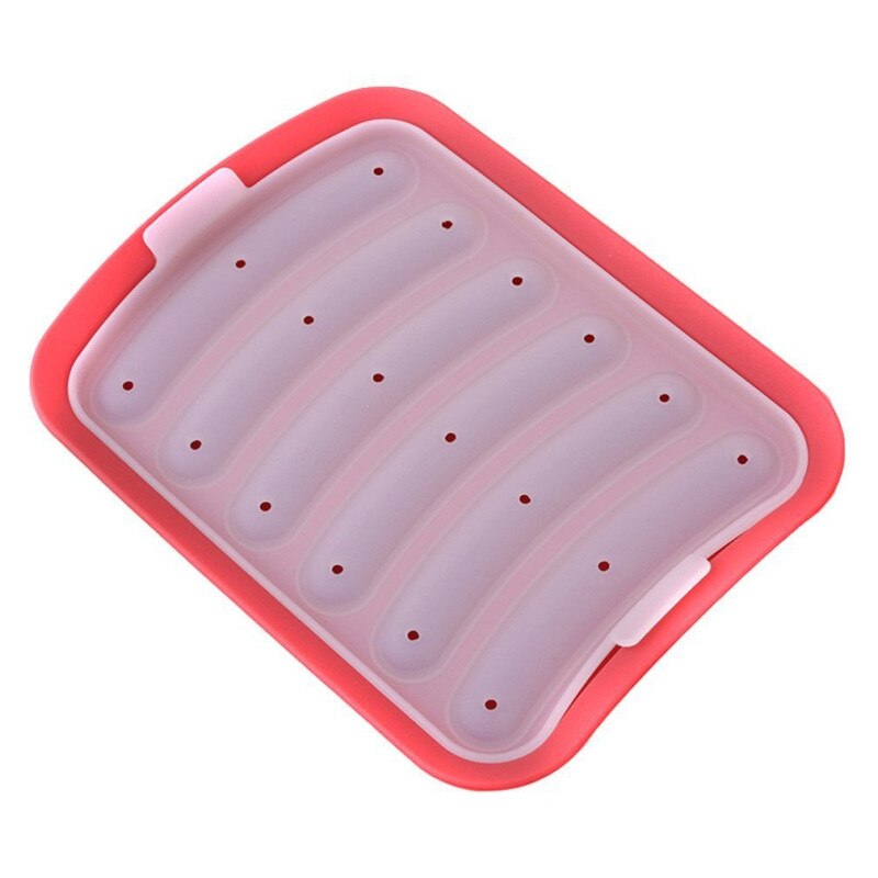 DIY Worst Maken Mold Siliconen Burger Dog Maker Mould Met 6 Holte Brood Maker Hoge Temperatuur Bakvorm Koken gereedschap: Red