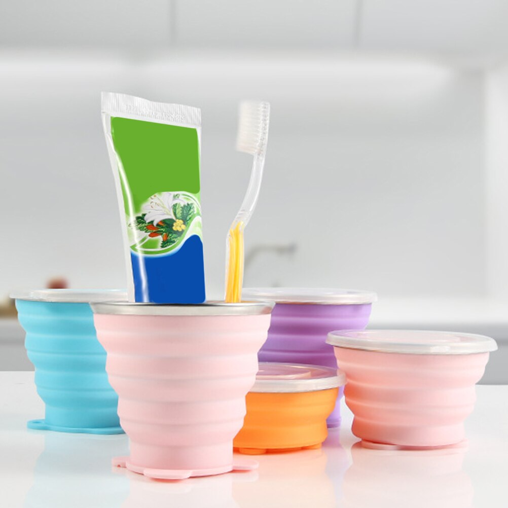 180ml sammenleggbare matkvalitets silikonkopper sammenleggbar reisekopp til fotturer camping utendørs sport kaffekrus utendørs vannkopp  #40