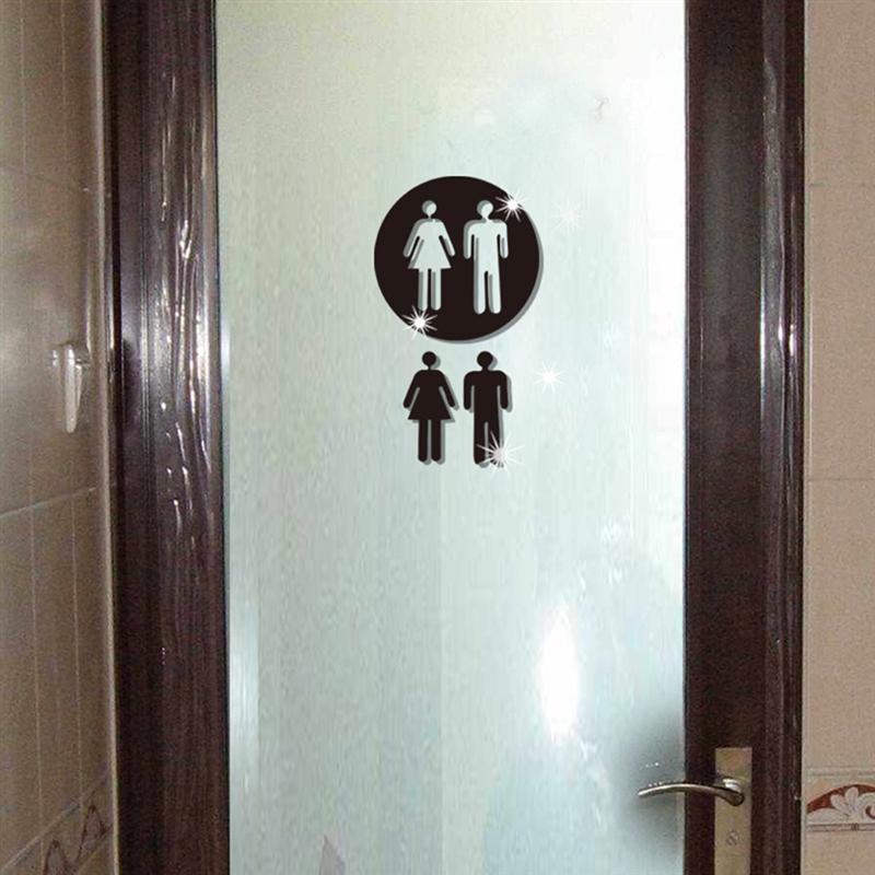 Removable 3D Mirror Public Toilet Restroom Sign Men Women Wall Art Stickers for Bar School