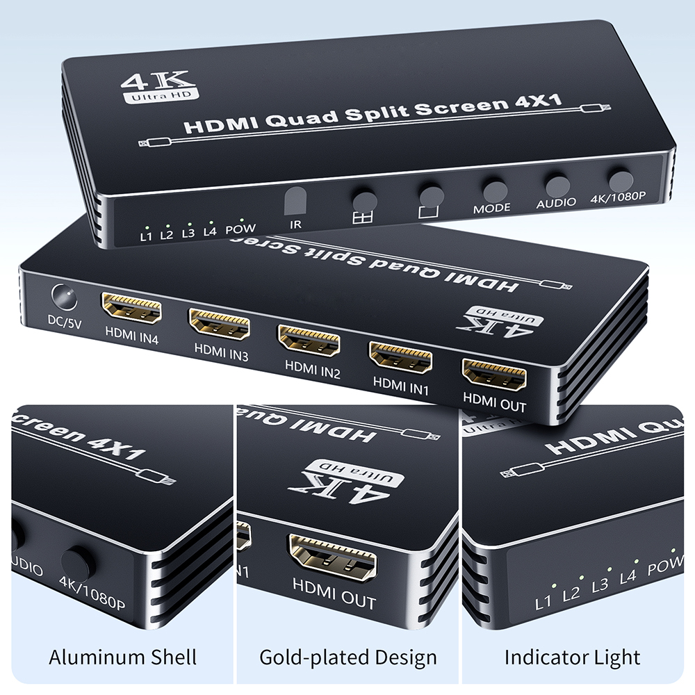 Multivisor HDMI 4K 4X1/2X1 HDMI Quad multivisor HDMI multivisor HDMI 4K HDMI multivisor 4X1 Swicth multivisor interruptor sin costuras