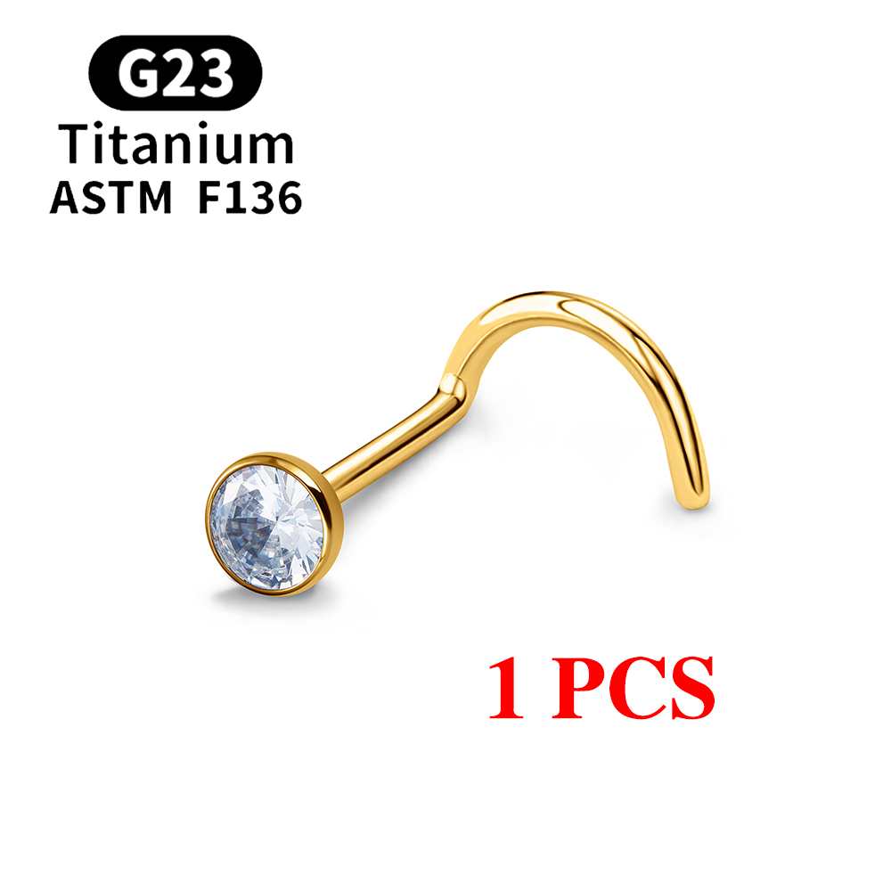 1/10 Uds ASTM F136 G23 Piercing de titanio para la nariz 20G tachuelas para la nariz en forma de L con circonita 2-3mm anillos para la nariz joyería para Piercing de la nariz