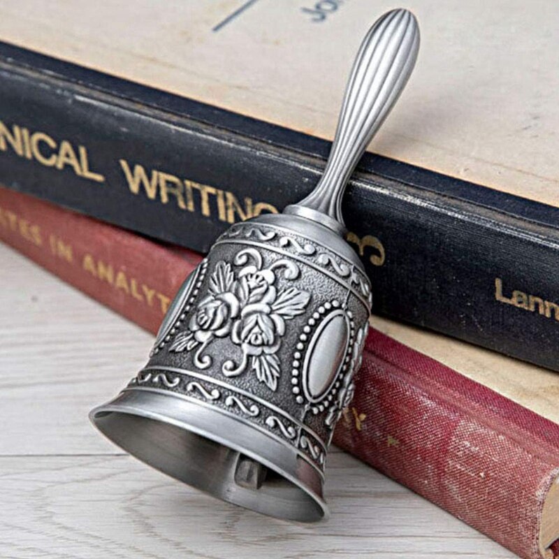 Hand Bel, Metal Tone Ring Alarm Hand Hold Dienst Call Bell Desktop Bel Thee Diner Bel Spel Bel, kerst Bel Zilver