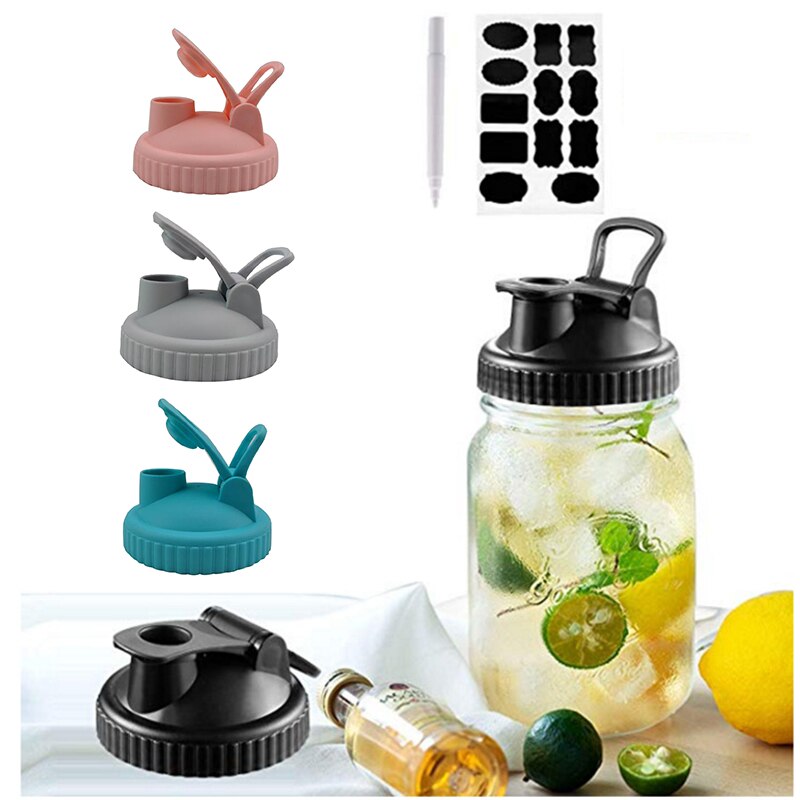 4 Pack of Flip Cap Mason Jar Lids with Leak-proof & Airtight Seal and Easy Pour Spout - Regular Mouth