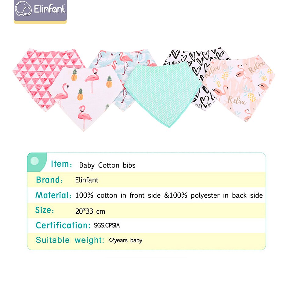 Elinfant Bandana Baby Slabbetjes Voor Baby Leuke Mooie Prinses 100% Puur Katoen Super-Stijlvolle Anti-Geur Anti-bacteriële Schort Droog Slabbetjes