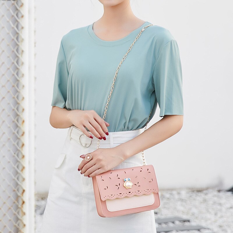 Crossbody Bag for Women Chain Mini Shoulder Bag Casual Small Messenger Bag Womens Cutout Handbags Purses Envelop Bags