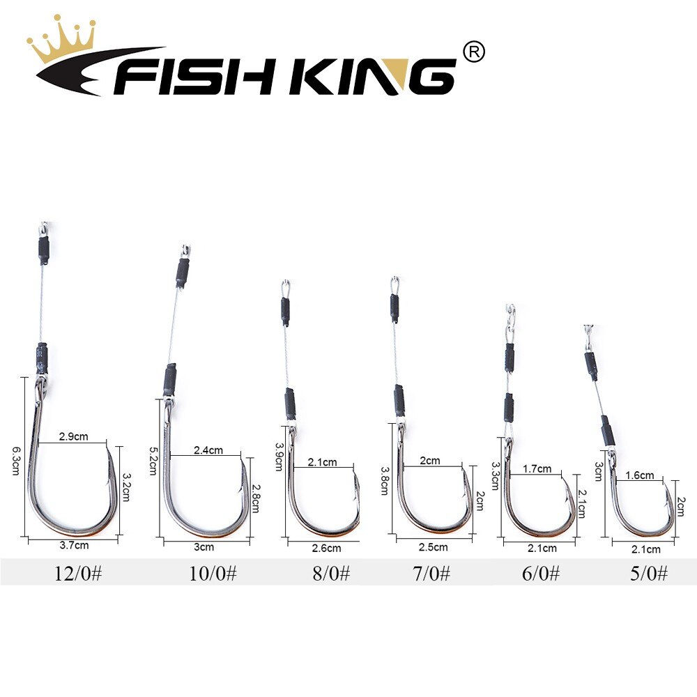 FISH KING 100/120/150Lbs Metal Jig Double Hook High Carbon Steel 5/0#-12/0# Assist Hooks With Line Fishing Hook