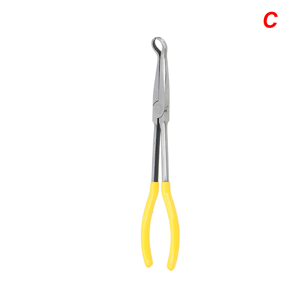 Alicates de punta Extra larga DIY, equipo mecánico de punta recta doblada, herramientas de extracción manual, Clips de llave, Kit de cuidado automático, accesorios para coche: Naranja