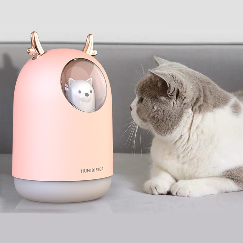 Søt kjæledyr usb mini luftfukter hjemme soverom mute liten skrivebord luft spray dyr mekanisk ultralyd 30 db mute