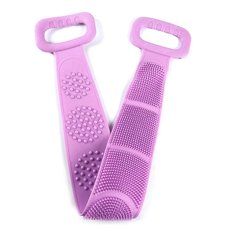 Bath Shower Bath Belt Exfoliating Back Brush Belt Wash Clean Bath Scrub Belt Towel In Stock Silicone Body Brush: purple 72cm