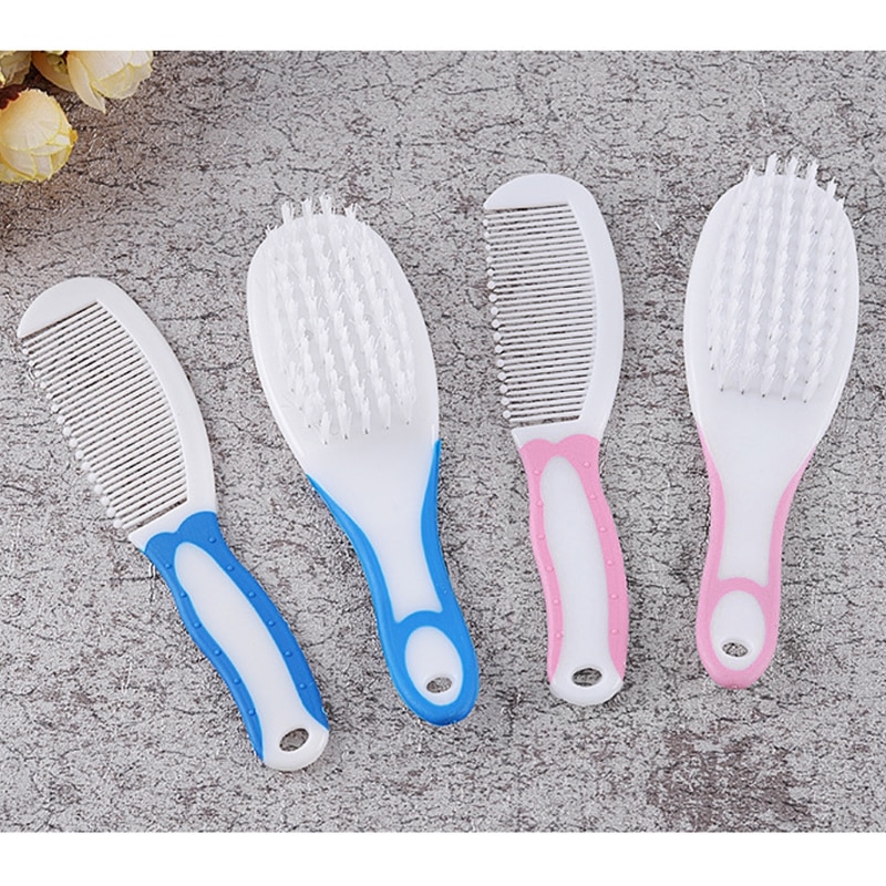 1 Set 2pcs Portable Soft Newborn Baby Hair Brush Comb Hairbrush Sets Head Massager