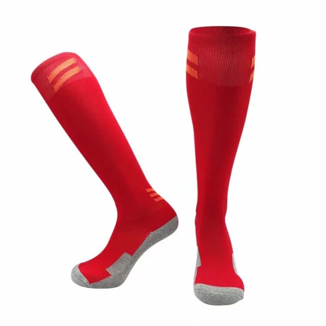 Cycling Socks Kids Men's Women Thicken Soccer Socks Running Basketball Socks Football Sport Team Long Towel Socks Bike Stockings: CJM6 red / Kids size