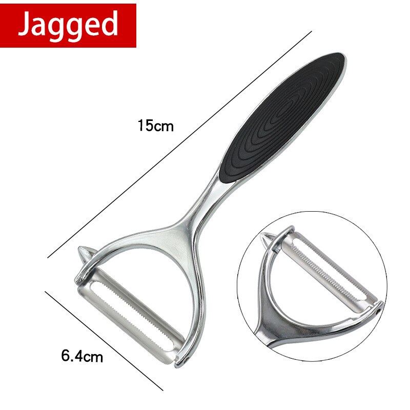 Roestvrij Staal Multifunctionele Dunschiller Snijder Dunschiller Aardappel Wortel Rasp Fruit Groente Gereedschap Keuken Accessoires: Jagged Peeler Black