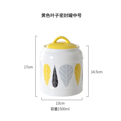 Japanischen stil Keramik Gläser, Haushalt Lebensmittel Lagerung Gläser, Versiegelt Gläser, Küche Kaffee Zucker Gläser, getreide Lagerung Tanks, Tee Gläser: Yellow-1500ml
