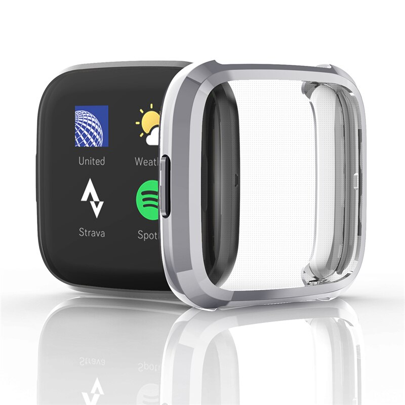 Fitbit versa 2 fodral plätering+tpu skydd silikonfodral helskärmsskydd för fitbit versa 2 fodral 61018: 2