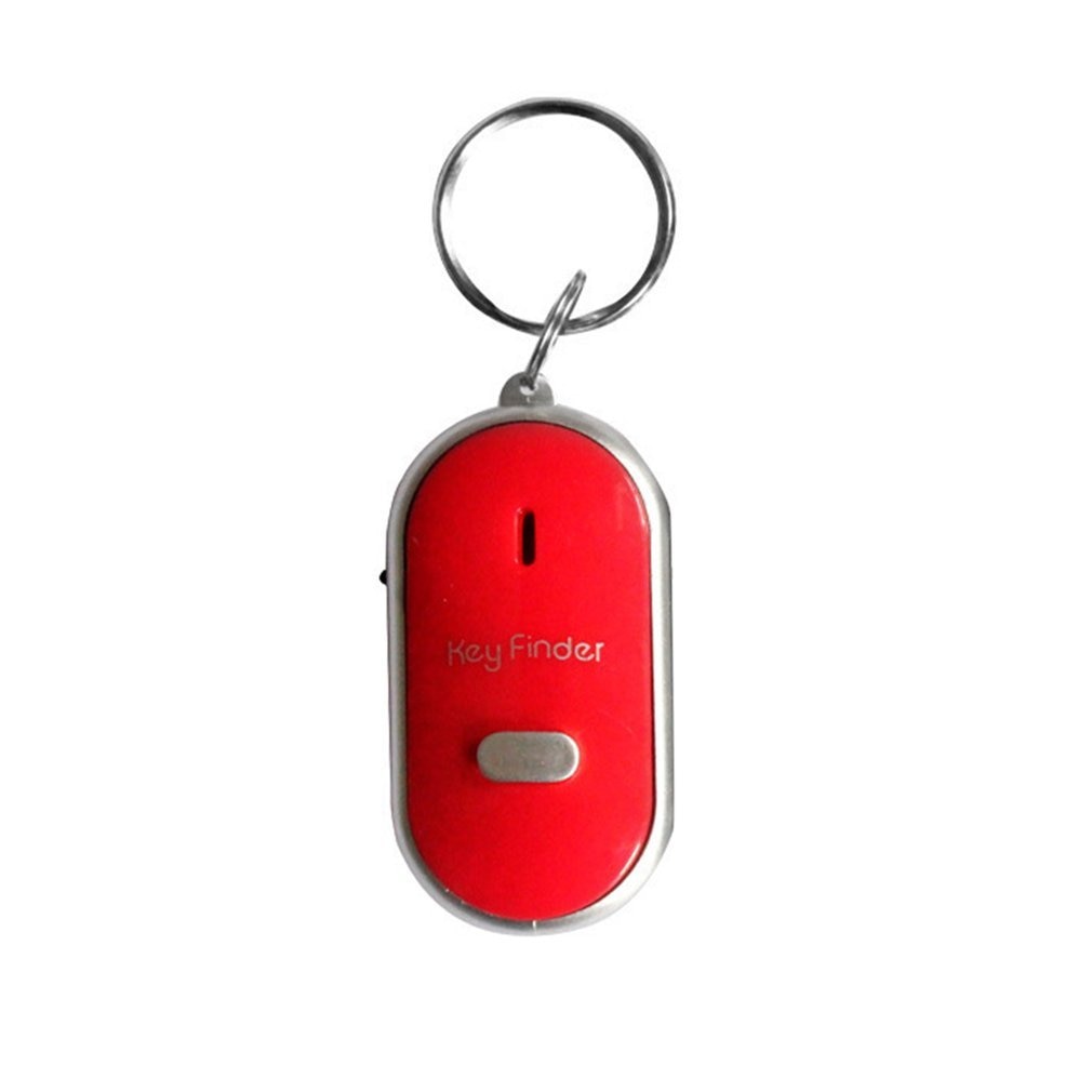 LED Whistle Key Finder Flashing Beeping Sound Control Alarm Anti-Lost Key Locator Finder Tracker with Key Ring: Red