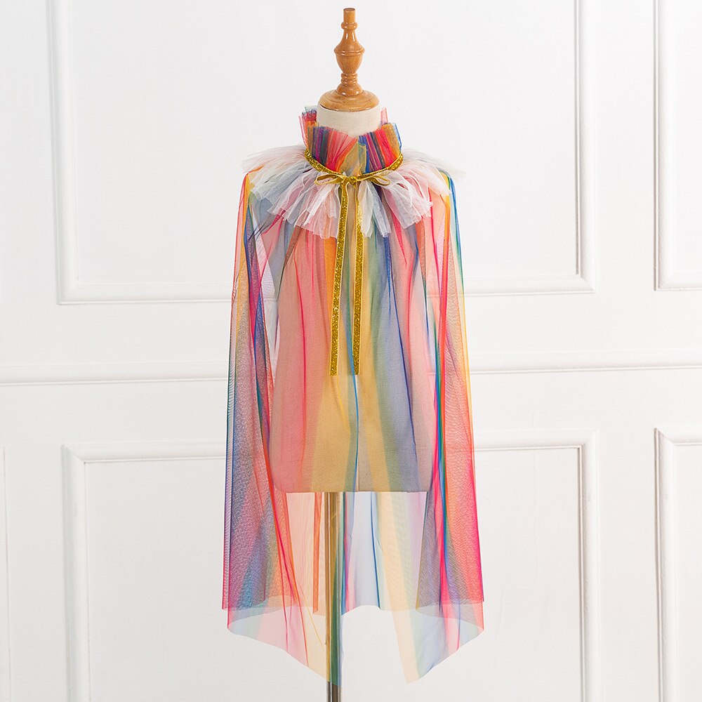 Girls Tutu Cape Girls Halloween Christmas Cloak Beautiful Kids Girls Party Wear Cape Rainbow Star Sequins Capes: J