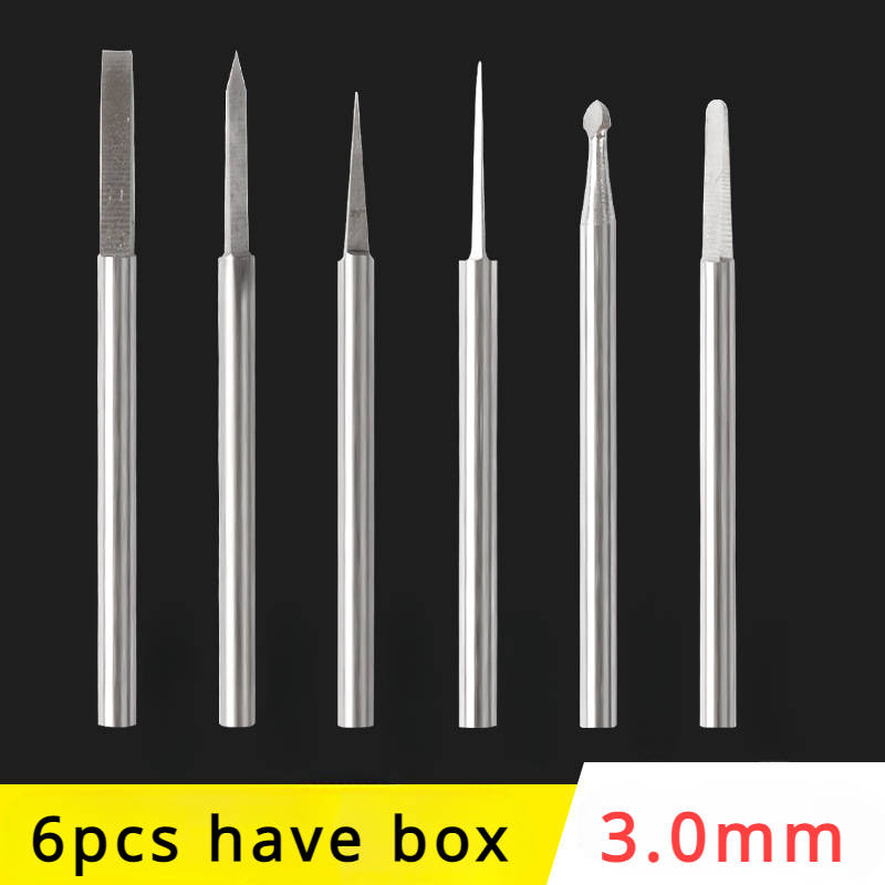 6pc Wolfram Stahl Gravur Carving Messer einstellen Schwert Geformt 2,35/3,0mm Schaft Olive Bernstein Ende mühle Router bisschen Holz Fräser: dunkel Grau