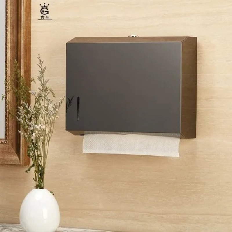 Metalen Wand Tissue Houder Badkamer Tissue Box Handdoek Dispenser Waterdichte Keuken Toiletpapier Opslag Goud Roestvrij Staal Cadeau