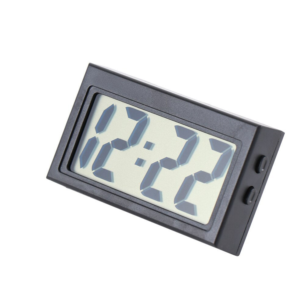 Portable LCD Screen Mini Electronic Clock Dashboard Self-adhesive Digital Clock Table Calendar Promotional: Black