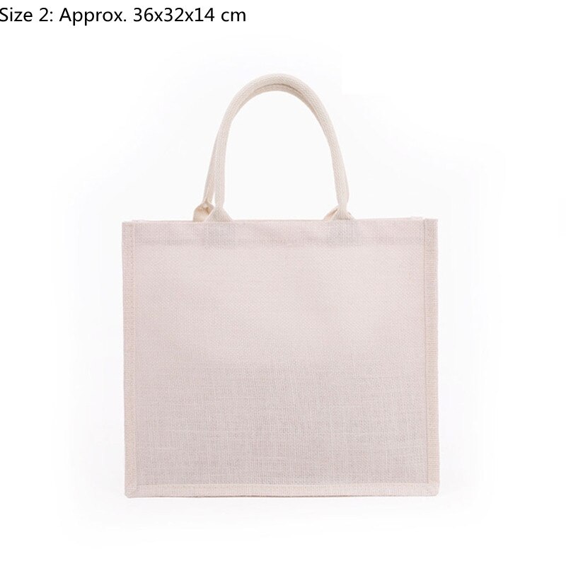 D0LF Jute Tote Met Handvatten Casual Grote Capaciteit Tote Herbruikbare Schoudertas Blank Clutch Bags Voor Borduurwerk Afdrukken: White Size 2