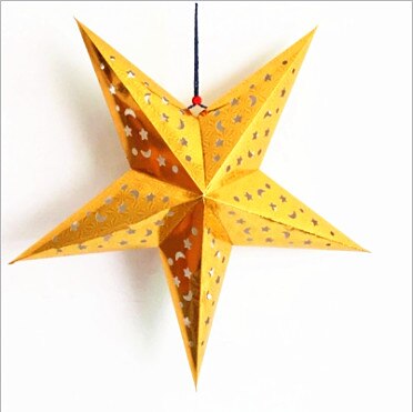 1PC 30cm-45cm-60cm Shiny Star Paper Lampshade lanterns Party Decoration Craft For Wedding Christmas Party Decoration Supplies: Golden / 60cm