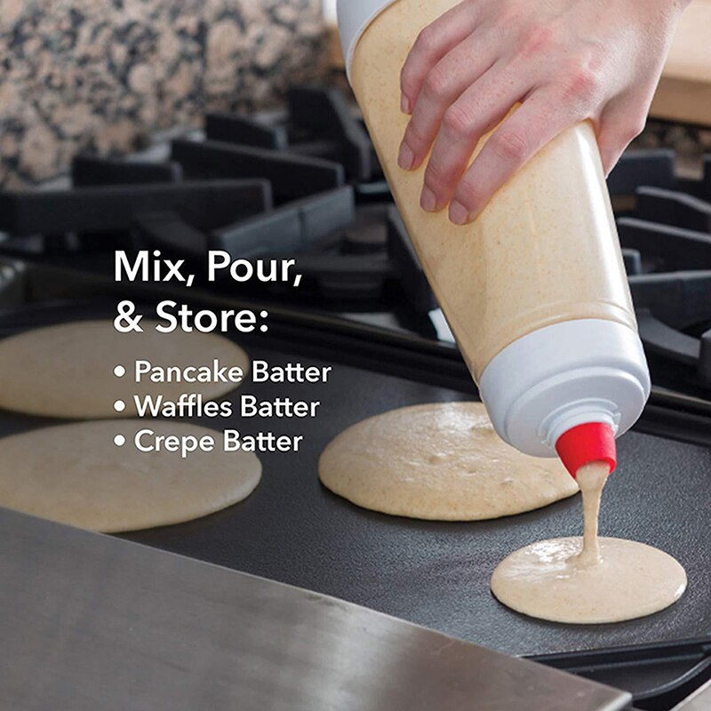 1000Ml Pancake Batter Mixer Dispenser Handleiding Taart Wafels Pannenkoeken Beslag Dispenser Vruchtensap Beslag Fles Keuken Benodigdheden