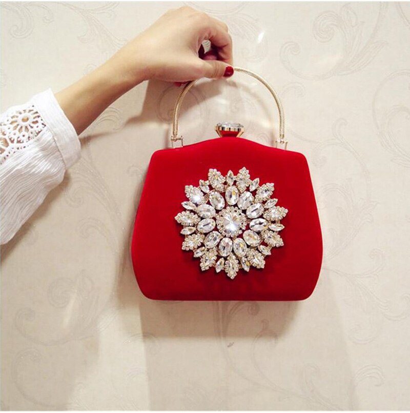 Bolsos de noche de lujo con girasoles y diamantes, bolsos de embrague de la boda para niñas, bolsas de con cadena, novedad de