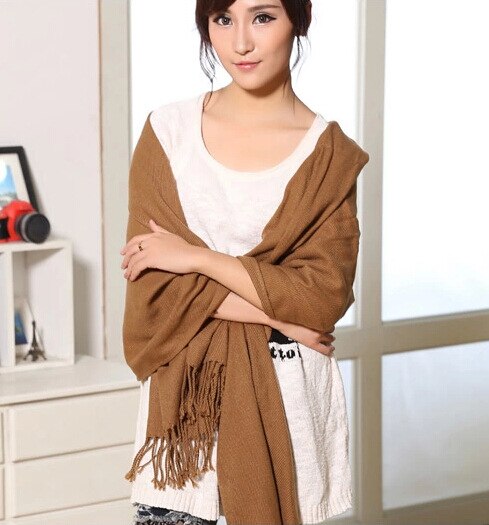 Vrouwen Kasjmier Sjaals Herfst Winter Vrouwelijke Wol Plaid Sjaal Dame Brede Roosters Lange Shawl Wrap Deken Warme Schoudermantel: Khaki Scarf