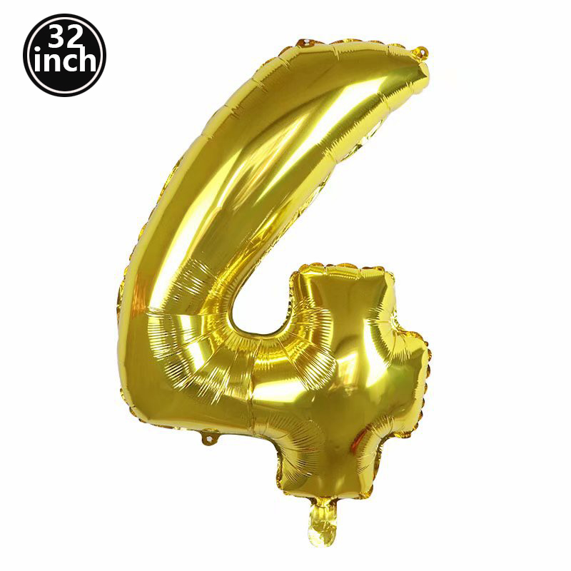 4 Ballons, 4-stellige Luftballons, vier grüNe Globus, blaue Figur, 4. Geburtstag, groß, groß, verrotten, rosa, golden, schwarz, bunt, 32 Zoll