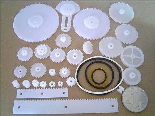 34 pc en plastique engrenage modèle rack poulie courroie vis sans fin simple double dents voiture intelligente