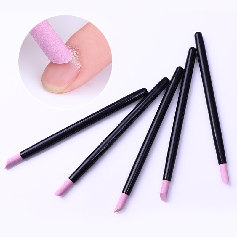 1 pc dobbelt-endede kvarts scrubs negle neglebånd pusher sten pen gryn død hud remover trimmer negle kunst plejeværktøj