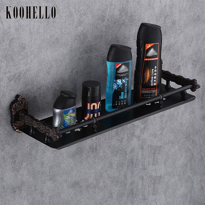 Mensola per bagno antica mensola angolare per doccia mensola singola in metallo a parete per bagno di lusso scaffali per cosmetici neri
