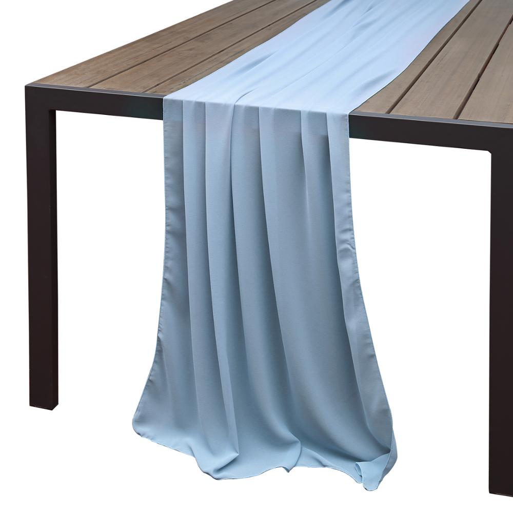 Wedding Table Runners Dusty Blue Burgundy Pink Grey Soft Chiffon Fabric Wedding Runner Bridal Party Decorations (68*300cm)
