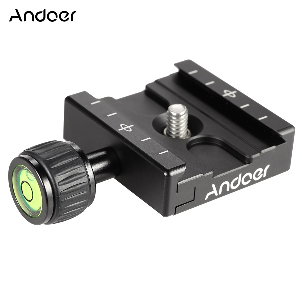 Andoer QR-50 Quick Release Plate Clamp Adapter with Built-in Bubble Level for Arca Swiss RRS Wimberley Tripod Ball Head