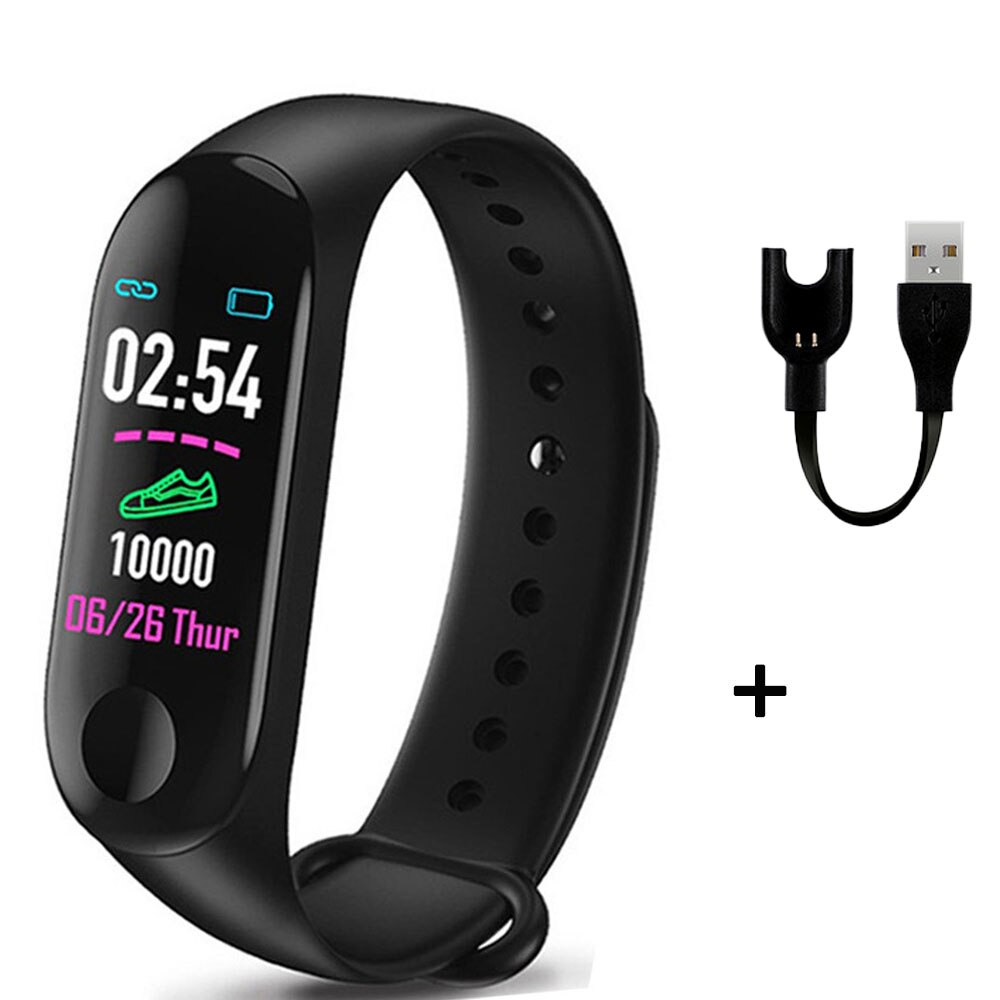 Digital Bracelet Heart Rate Blood Pressure Health Waterproof Smart Watch Men Women Bluetooth Watch Wristband Fitness Tracker: Black