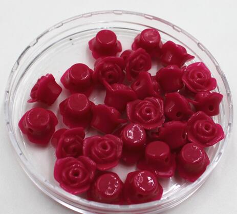 GHRQX Colorful roses loose beads DIY Beads Bracelet making 30 pcs: Hot Pink