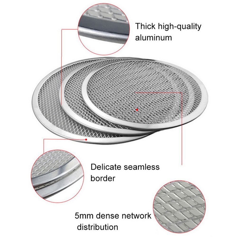 Non stick Pizza Screen Pan Baking Tray Metal Net Seamless Aluminum Metal Net Bakeware Kitchen Tools Pizza 6-22inch